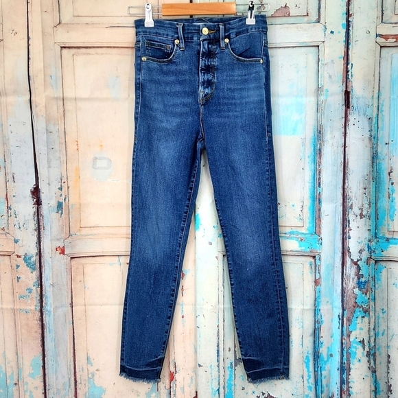 Good American Good Waist Raw Hem Skinny Jeans - Picture 3 of 8